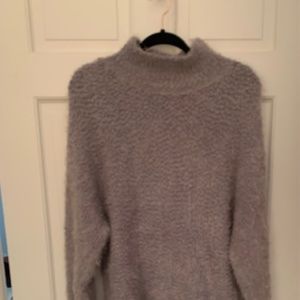 Trouve Grey Mock Turtle Neck Fuzzy Sweater Size Large